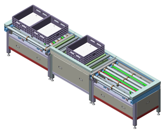电动滚筒线+定位+移栽集成输送线